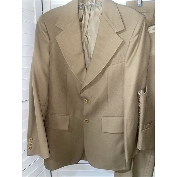 Vintage Sears The Men's Store Polyester 3 Piece Suit Khaki Tan Brown 39R - Picture 2 of 15